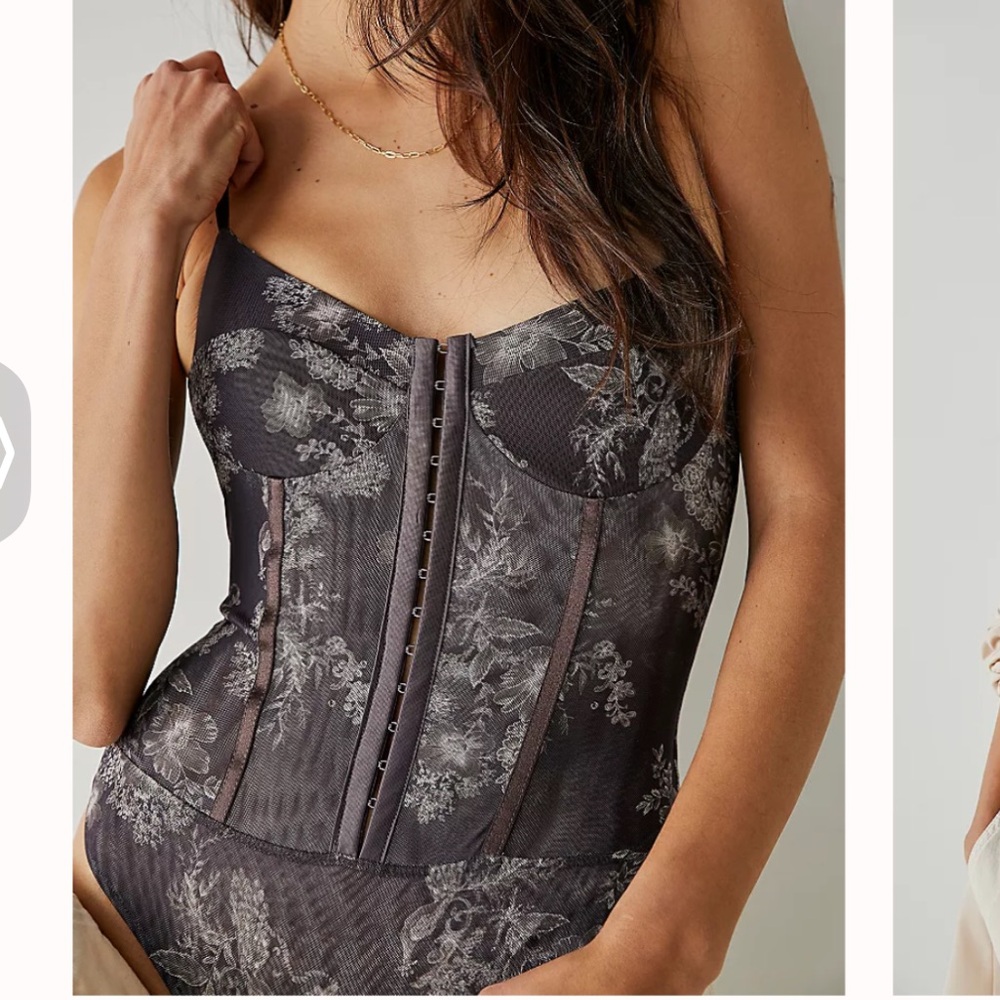 NEW!saale Free People Night Floral Black Corset Bodysuit